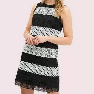 kate spade Black and White Lace Stripe Sleeveless Dress